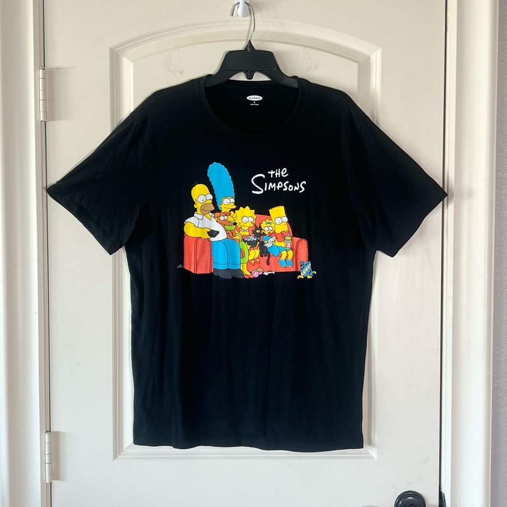 The Simpsons Family Graphic Tee Black Old Navy Mens XL Retro Cartoon T-Shirt